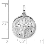 Sterling Silver Rhodium-plated CZ Compass Pendant - Product Photo