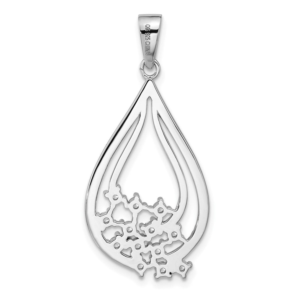 Pure Fire Sterling Silver Rhodium-plated Fancy CZ Drop Pendant - Product Photo