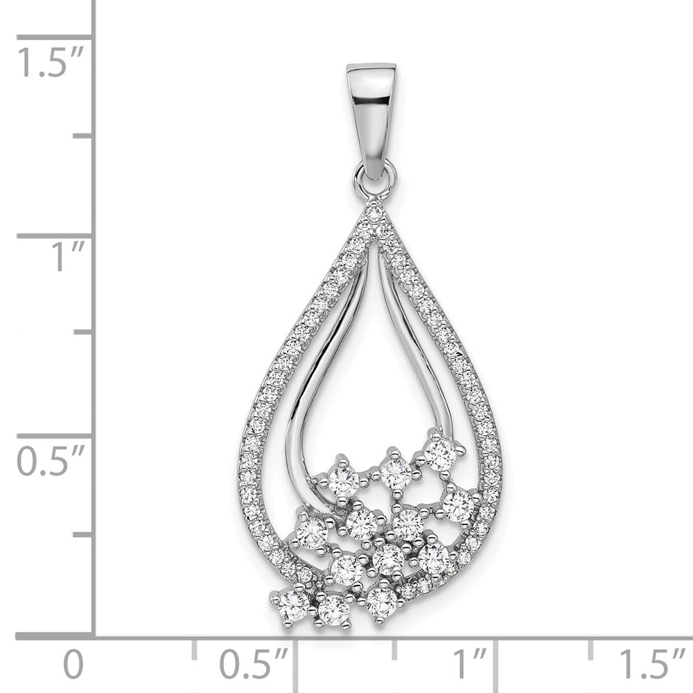 Pure Fire Sterling Silver Rhodium-plated Fancy CZ Drop Pendant - Product Photo