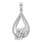 Pure Fire Sterling Silver Rhodium-plated Fancy CZ Drop Pendant - Product Photo