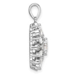 Sterling Silver Rhodium-plated CZ Floral Pendant - Product Photo