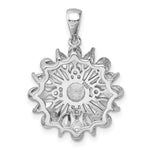 Sterling Silver Rhodium-plated CZ Floral Pendant - Product Photo