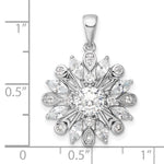 Sterling Silver Rhodium-plated CZ Floral Pendant - Product Photo