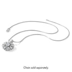 Sterling Silver Rhodium-plated CZ Floral Pendant - Product Photo