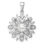 Sterling Silver Rhodium-plated CZ Floral Pendant - Product Photo