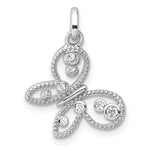 Sterling Silver Rhodium-plated CZ Butterfly Pendant - Product Photo