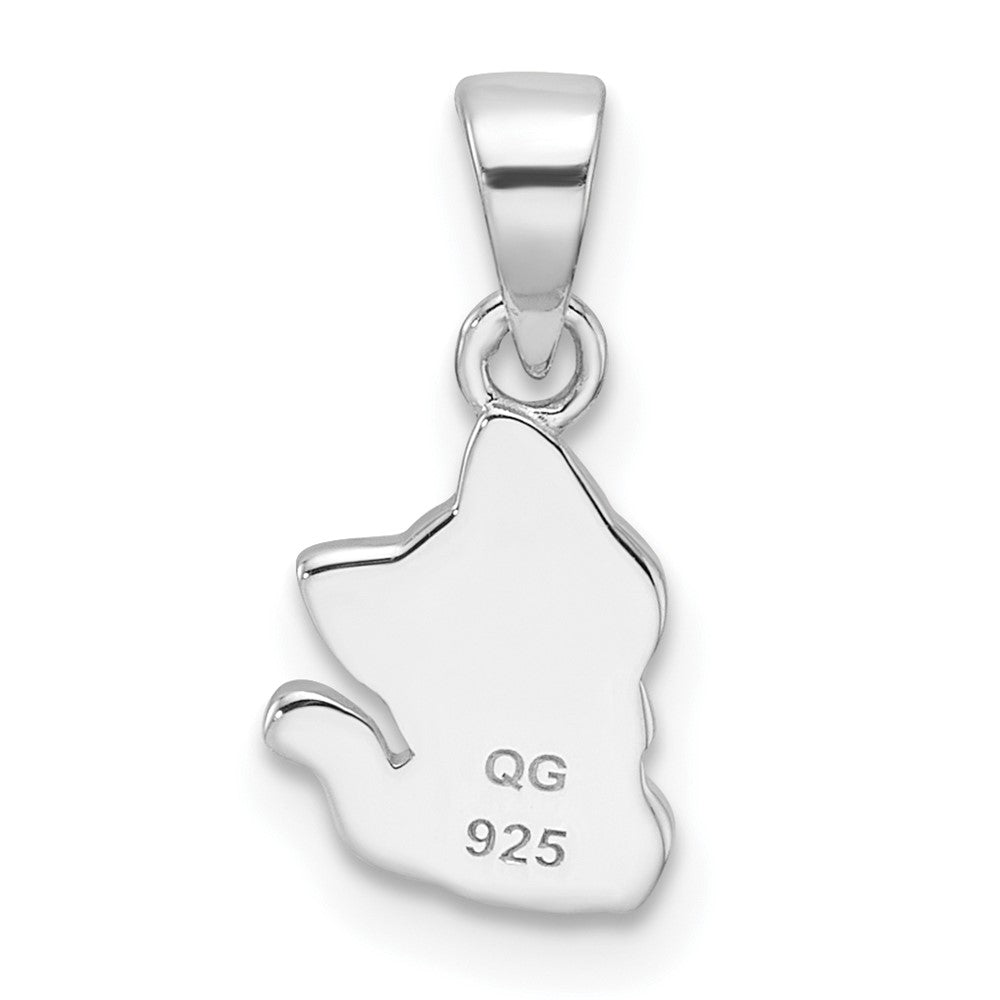Sterling Silver Rhod-plated Multi-color Enameled Cat Children's Pendant - Product Photo
