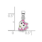 Sterling Silver Rhod-plated Multi-color Enameled Cat Children's Pendant - Product Photo