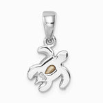 Sterling Silver Rh-plated Antiqued Crystal March Turtle Pendant - Product Photo
