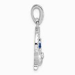 Sterling Silver Rhodium-plated Blue and White CZ Dolphin Pendant - Product Photo