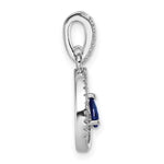 Sterling Silver Rhodium-plated Blue and White CZ Teardrop Pendant - Product Photo