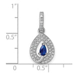 Sterling Silver Rhodium-plated Blue and White CZ Teardrop Pendant - Product Photo