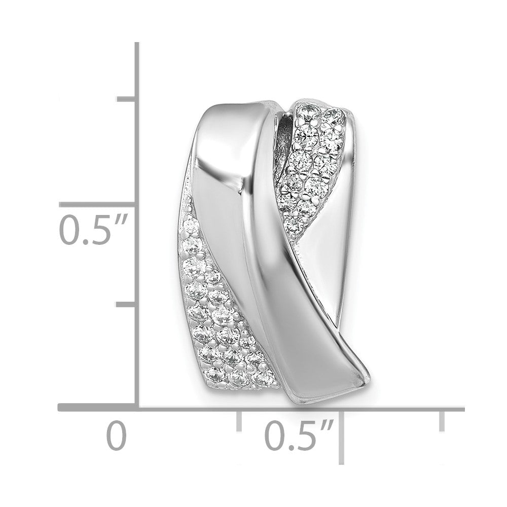 Sterling Silver Rhodium-plated Polished Fancy CZ Chain Slide Pendant - Product Photo