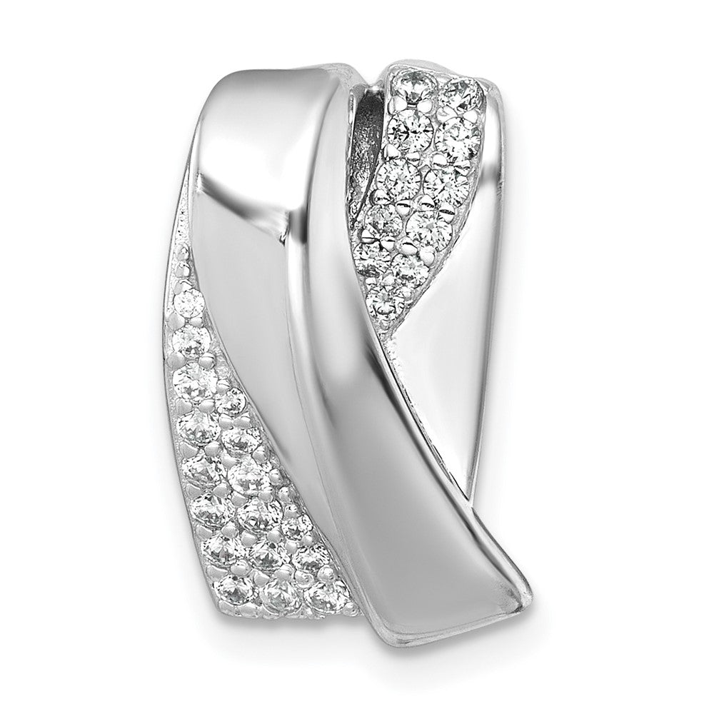 Sterling Silver Rhodium-plated Polished Fancy CZ Chain Slide Pendant - Product Photo