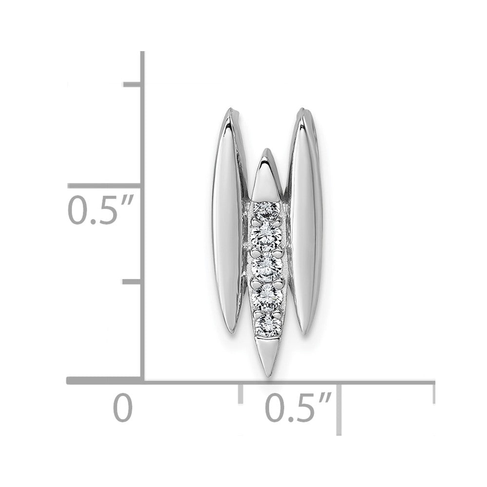 Sterling Silver Rhodium-plated CZ Chain Slide Pendant - Product Photo