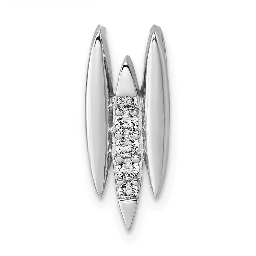 Sterling Silver Rhodium-plated CZ Chain Slide Pendant - Product Photo
