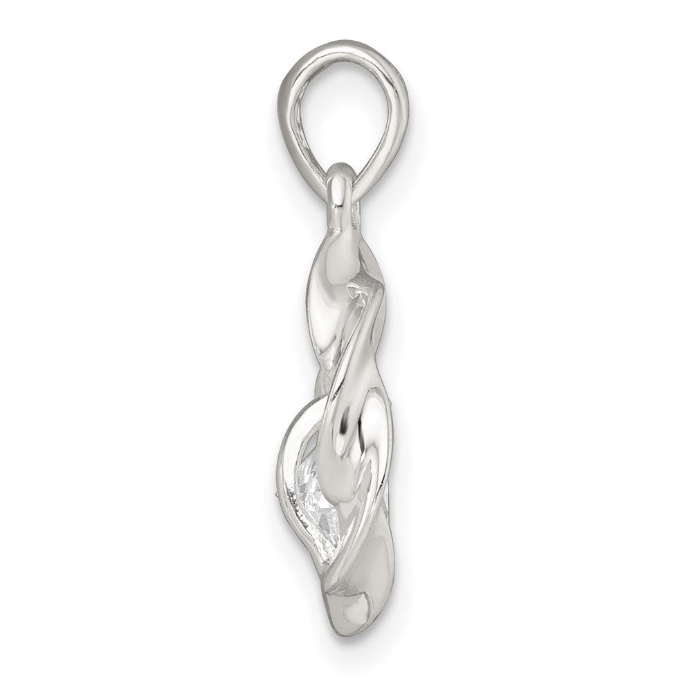 Sterling Silver Polished CZ Twisted Circle Pendant - Product Photo
