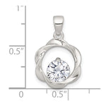 Sterling Silver Polished CZ Twisted Circle Pendant - Product Photo