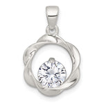 Sterling Silver Polished CZ Twisted Circle Pendant - Product Photo