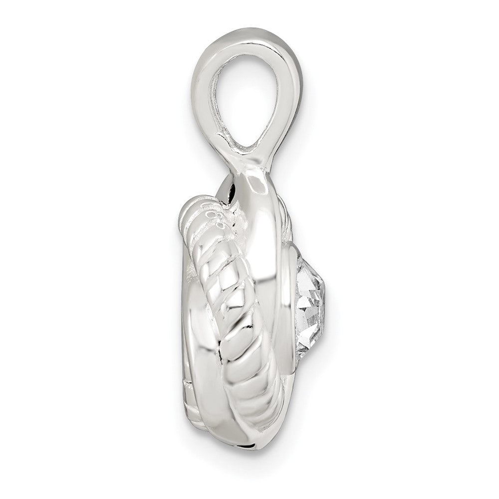 Sterling Silver Polished and Textured CZ Knot Pendant - Product Photo