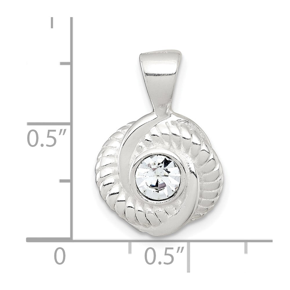 Sterling Silver Polished and Textured CZ Knot Pendant - Product Photo