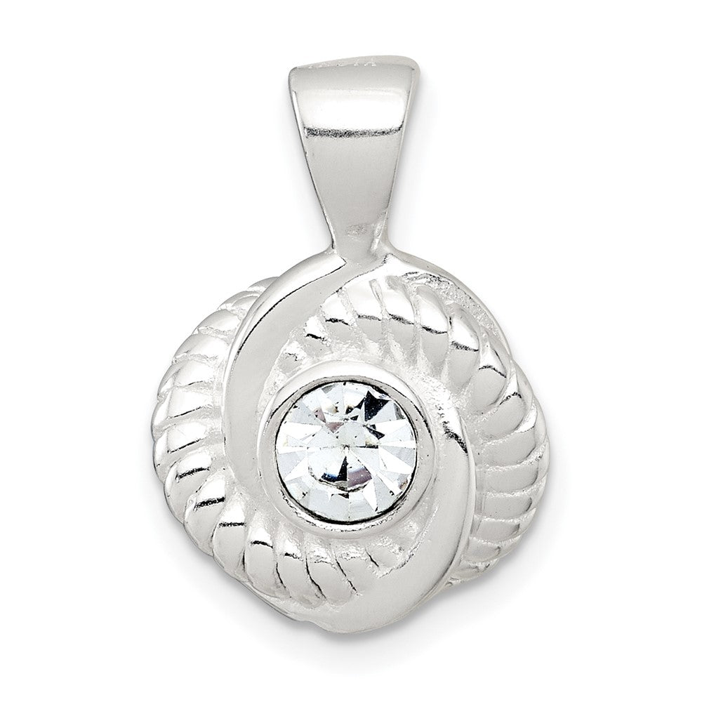 Sterling Silver Polished and Textured CZ Knot Pendant - Product Photo