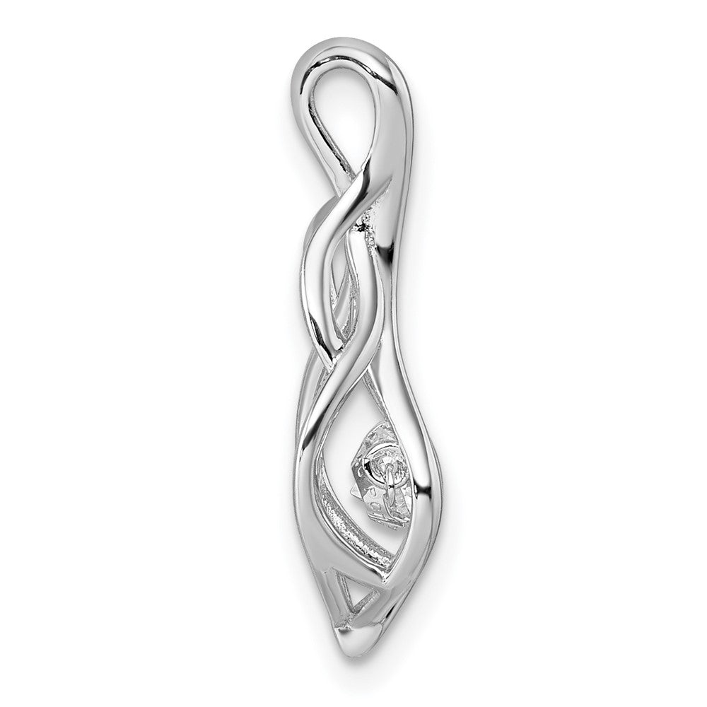 Sterling Silver Rhodium-plated Vibrant CZ Open Teardrop Pendant - Product Photo