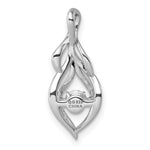 Sterling Silver Rhodium-plated Vibrant CZ Open Teardrop Pendant - Product Photo