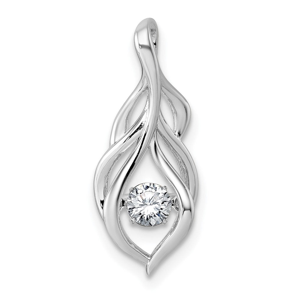 Sterling Silver Rhodium-plated Vibrant CZ Open Teardrop Pendant - Product Photo