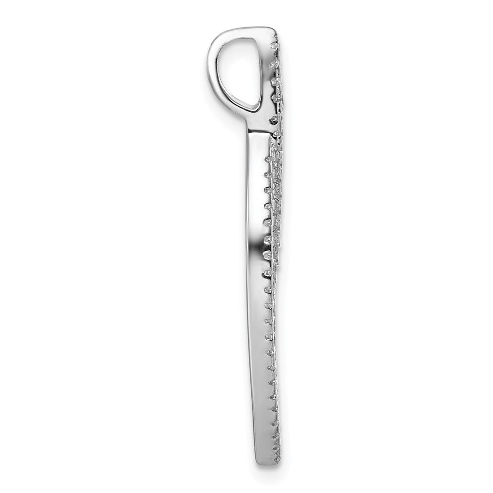 Sterling Silver Rhodium-plated CZ Oval Pendant - Product Photo