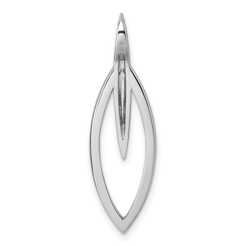 Sterling Silver Rhodium-plated CZ Oval Pendant - Product Photo
