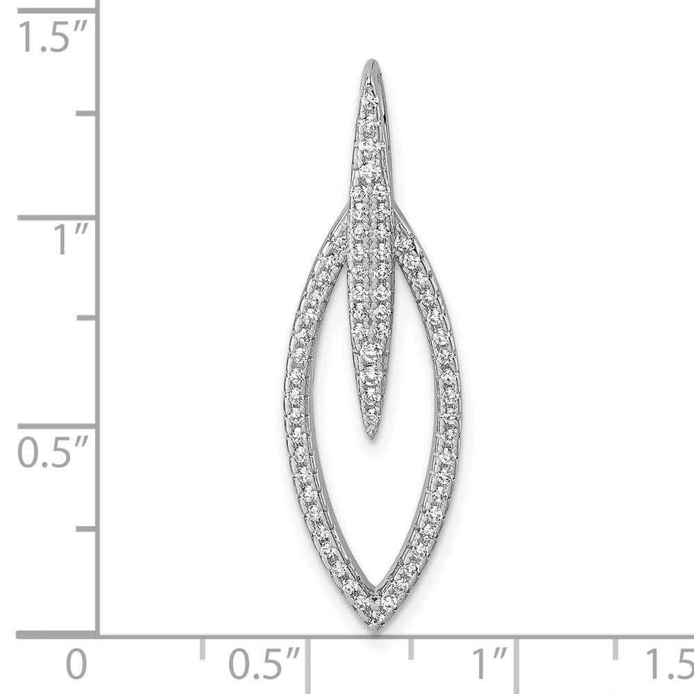 Sterling Silver Rhodium-plated CZ Oval Pendant - Product Photo