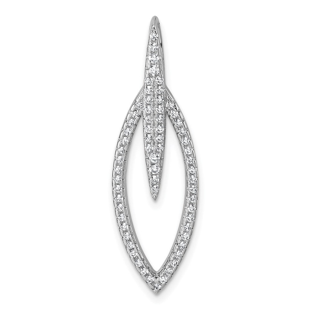 Sterling Silver Rhodium-plated CZ Oval Pendant - Product Photo