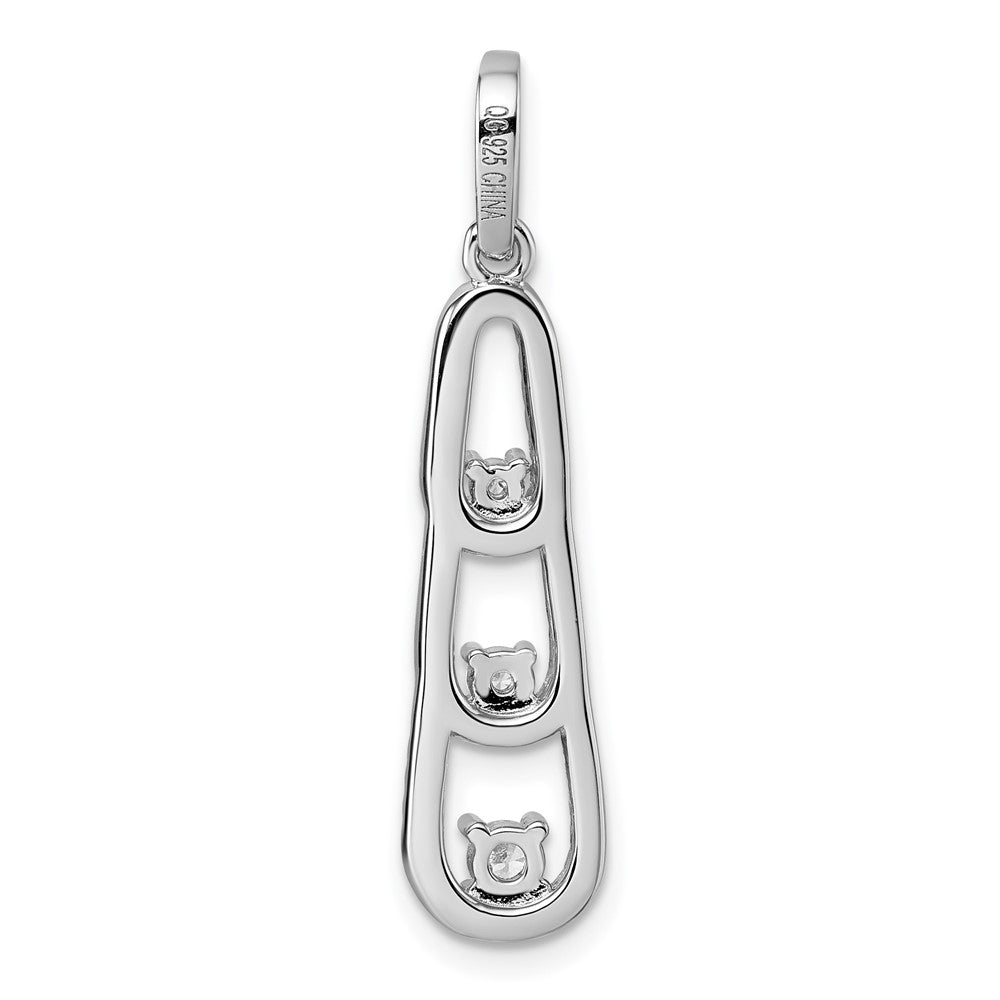 Sterling Silver Rhodium-plated CZ Dangle Pendant - Product Photo