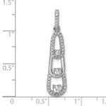 Sterling Silver Rhodium-plated CZ Dangle Pendant - Product Photo