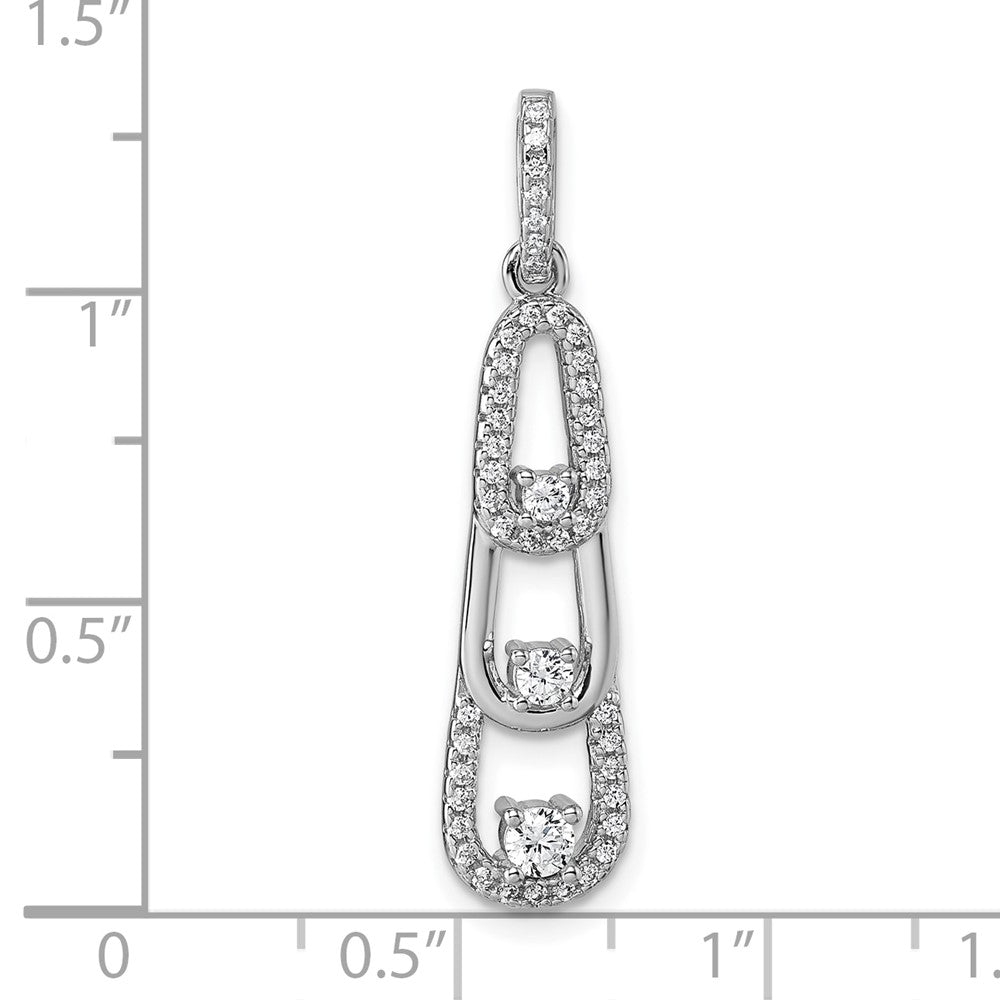 Sterling Silver Rhodium-plated CZ Dangle Pendant - Product Photo
