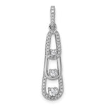 Sterling Silver Rhodium-plated CZ Dangle Pendant - Product Photo