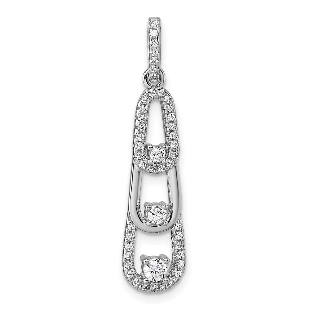 Sterling Silver Rhodium-plated CZ Dangle Pendant - Product Photo