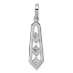 Sterling Silver Rhodium-plated CZ 3 Pointed Pendant - Product Photo