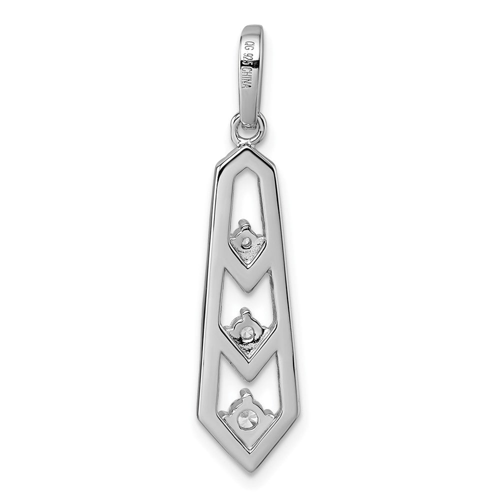 Sterling Silver Rhodium-plated CZ 3 Pointed Pendant - Product Photo