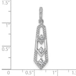 Sterling Silver Rhodium-plated CZ 3 Pointed Pendant - Product Photo
