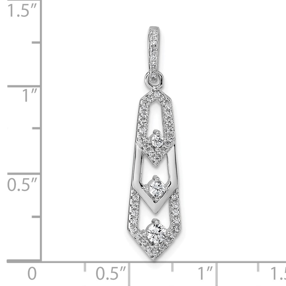 Sterling Silver Rhodium-plated CZ 3 Pointed Pendant - Product Photo