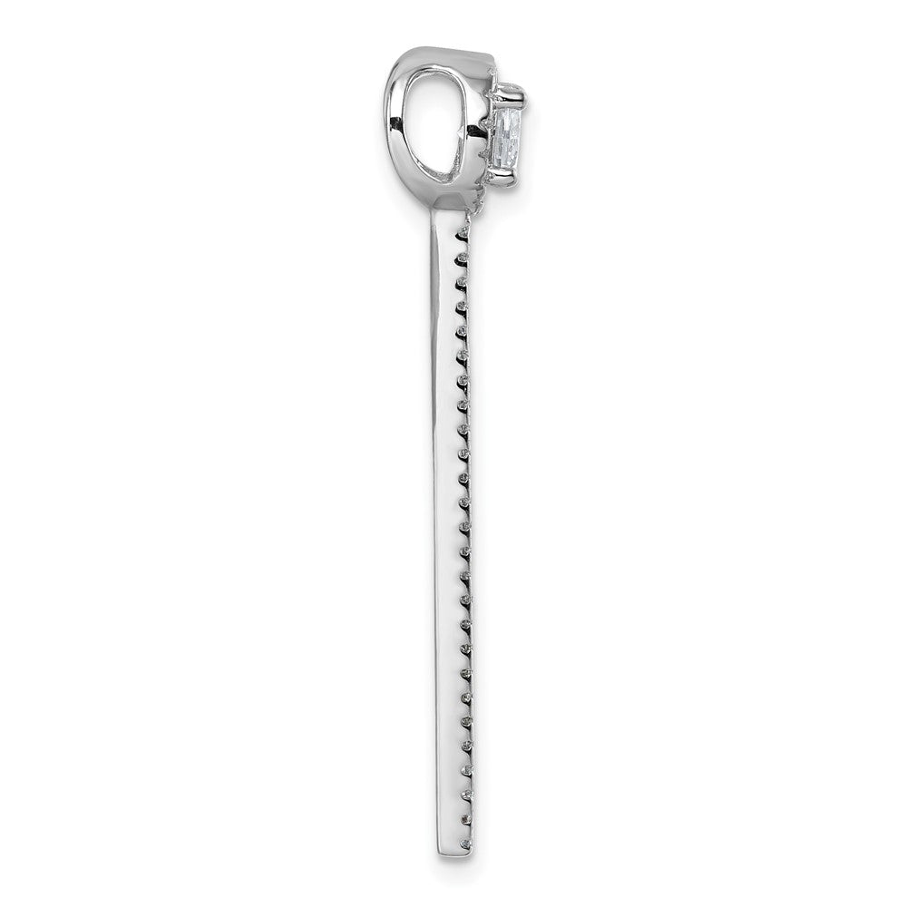 Sterling Silver Rhodium-plated CZ Dangle Bar Chain Slide Pendant - Product Photo