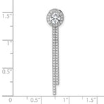 Sterling Silver Rhodium-plated CZ Dangle Bar Chain Slide Pendant - Product Photo