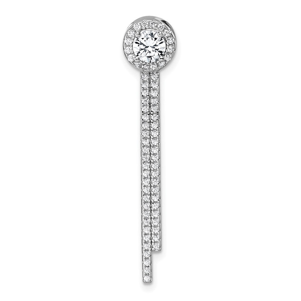 Sterling Silver Rhodium-plated CZ Dangle Bar Chain Slide Pendant - Product Photo