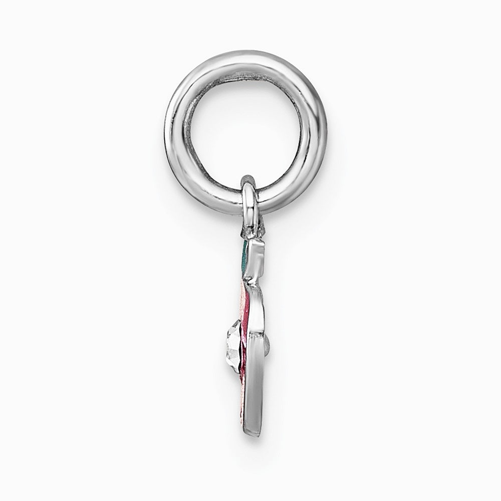 Sterling Silver RH-plat Crystal Enamel Red Apple Petite Pendant - Product Photo