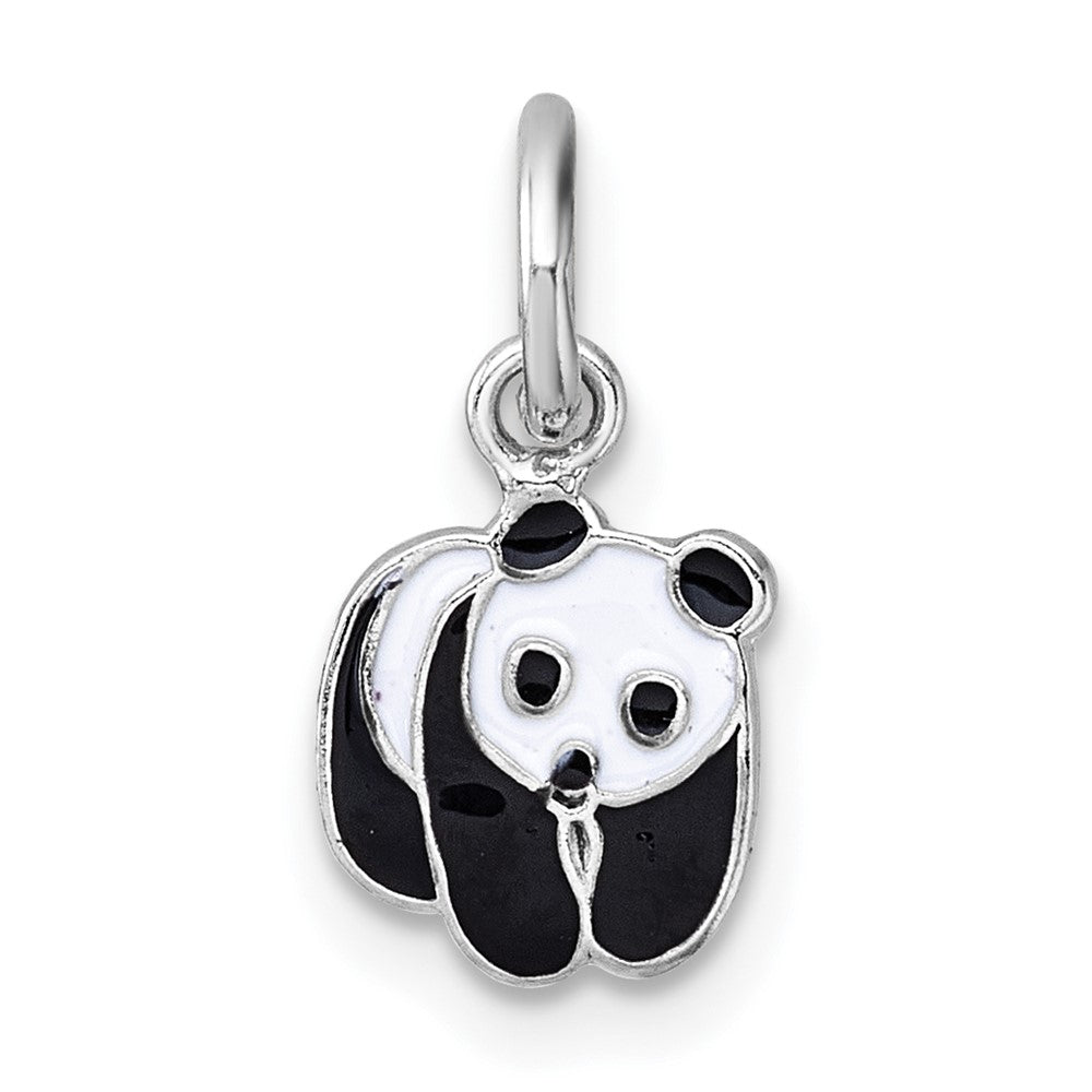 Sterling Silver RH-plated Enamel Black And White Panda Children's Pendant