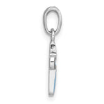 Sterling Silver Rhodium-plated Children's Enamel Blue Cross Pendant - Product Photo