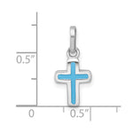 Sterling Silver Rhodium-plated Children's Enamel Blue Cross Pendant - Product Photo