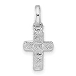 Sterling Silver Rhodium-plated Children's Enamel Pink Cross Pendant - Product Photo